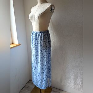 Airy Baby Blue Floral Maxi Skirt